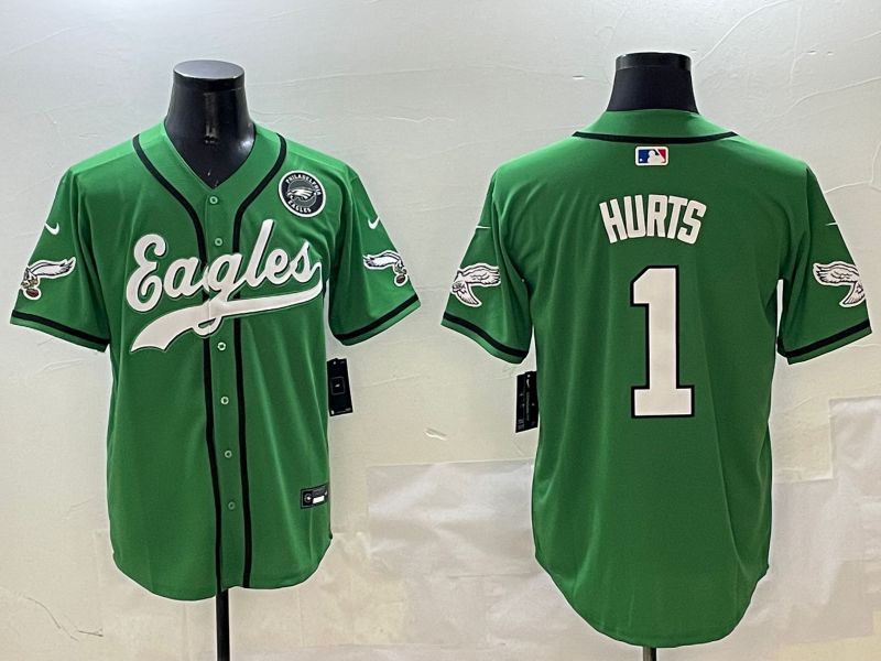 Men Philadelphia Eagles #1 Hurts Green three generations Jointly Name 2025 Nike Limited NFL Jersey style 3